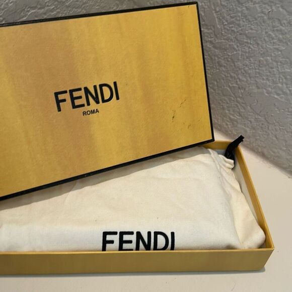 Fendi Zip Around Continental Long Wallet Dark Blue Leather Luxury Minimalist - Picture 14 of 14